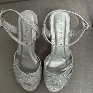 Elegant Silver Glitter Heels